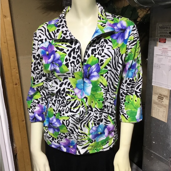 Erin London Zip Up Colorful Blazer - Picture 3 of 14